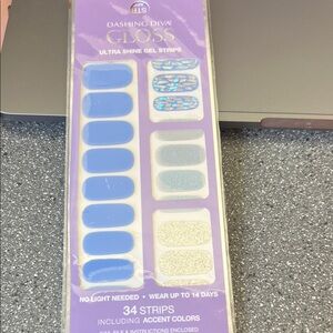 Dashing Diva Gloss Gel Strips - Blue and Silver
